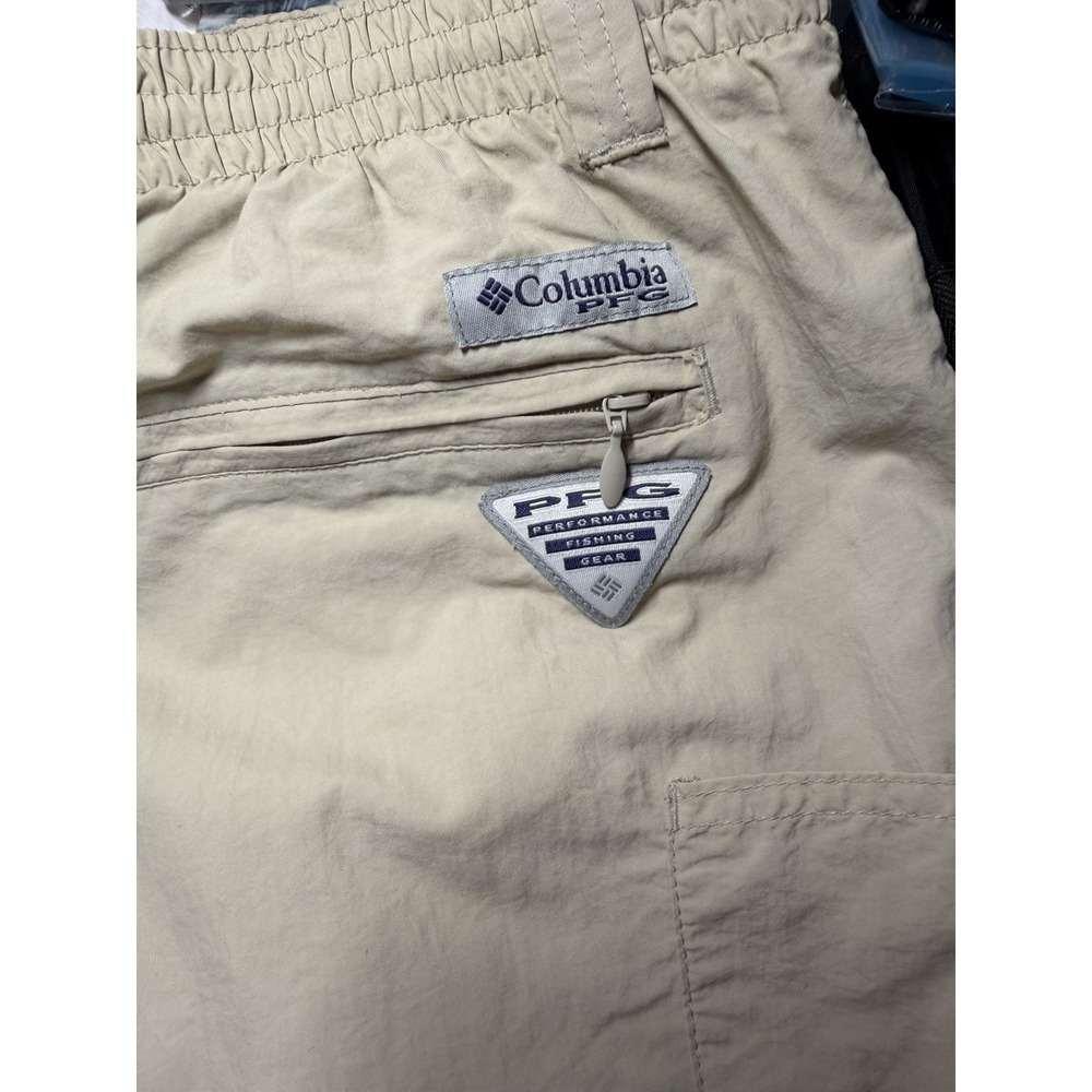 MENS SIZE 32 100% NYLON TAN BERMUDA SWIM SHORTS WITH LINER - Picture 4 of 8